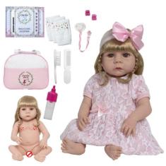 Boneca Reborn Princesa Abigail Vestido Renda Bolsa Itens - Cegonha Reb