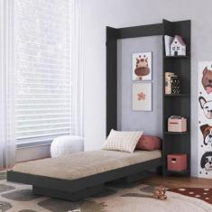 Cama Solteiro Juvenil Articulável Vertical com Estante 80 Vancouver - 
