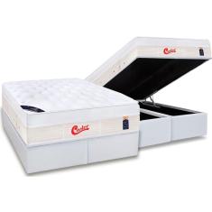 Cama Box Baú King: Colchão Molas Castor Pocket Gold Star Vitagel Max + Base CRC Courano White(193x203)