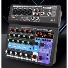 Mesa De Som 6 Canais Mixer Áudio Usb Smart Profissional A6 Conjunto In