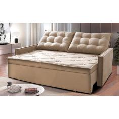 Sofá Sem Caixa Retrátil E Reclinável 1,85m Cama Inbox Studio Suede Velusoft Bege