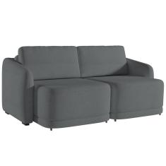 Sofá Cama para Sala de Estar 2 Lugares 216cm Montserrat K01 Bouclê Cinza - Lyam Decor