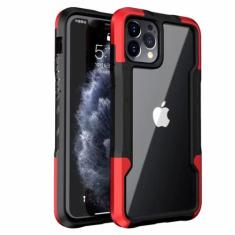 Capa de telefone à prova de choque para iphone 12 11 13 pro max x xr capa transparente para iphone 7 8 plus 11 12 13 hard pc soft tpu capa completa, vermelho, para iphone x