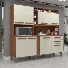 Armário para Cozinha 8 Portas 2 Gavetas Antonela IMOP Móveis Cinamomo/Off White