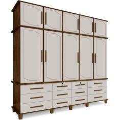 Guarda Roupas Luapa Berlin c/ 10 portas e 12 gavetas - Malbec/Off White
