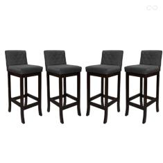 Kit 4 Banquetas Média para Cozinha Tóquio Madeira Maciça Matelassê Suede Cinza CCS