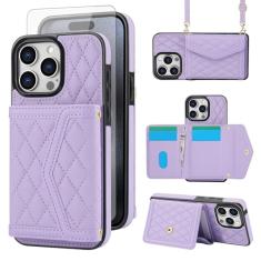 Asuwish Capa de celular para iPhone 12 Pro iPhone12 6.1 carteira com protetor de tela de vidro temperado bloqueio RFID suporte para cartão de crédito alça transversal iPhone12pro 5G i 12s 12pro