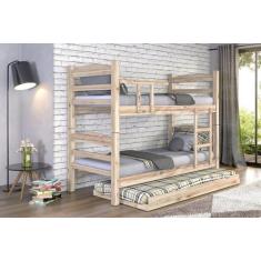 Treliche Beliche Reta com Cama Auxiliar Madeira Maciça Sem Pintura - M