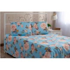 Jogo de Cama Lençol Casal 4 Peças Estampado - Estampas Sortidas - STUD