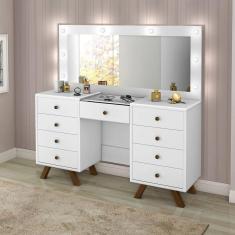 Penteadeira Camarim Retrô Móveis Luapa Mila Espelho e 9 Gavetas