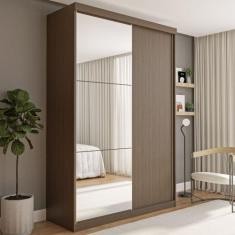 Guarda Roupa Solteiro Premium Salvador Plus 138cm com Espelho 2 Portas