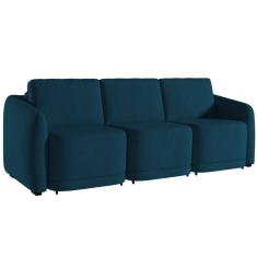 Sofá Cama Casal Para Sala 246cm Polska K04 Veludo Azul - Mpozenato