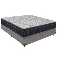 Cama Box Cinza e Colchão Airtech 150 Espuma D45 Viúvo Ortobom