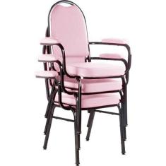 Kit com 3 Cadeiras para Auditório Linha Hotel Rosa