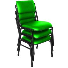 Kit com 3 Cadeiras para Auditórios Linha Hotel Smart Verde