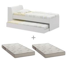 Cama Solteiro Bicama Com 2 Colchões Ditália BB-28 Branco
