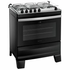 Fogão Atlas Agile up 5 bocas automático mesa de inox Preto Bivolt