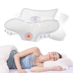 Travesseiro cervical de pescoço para dormir, travesseiro cervical para alívio da dor no pescoço, design oco, travesseiro cervical de espuma de memória, travesseiro refrescante para suporte de pescoço,