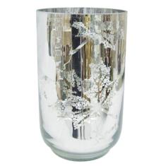 Castiçal De Vidro Prata 14X24Cm