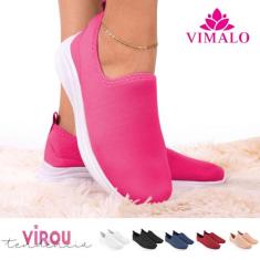 Tênis feminino meia calce fácil slip on leve flexível confortável para