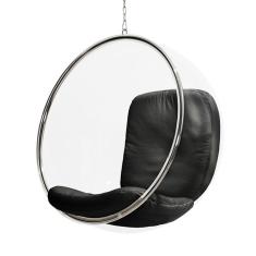 Poltrona Bubble Chair Acrilico Com Estofado Sued Preto Cor Preto