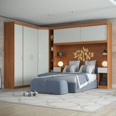 Conjunto Para Quarto Com Guarda Roupa Modular Gênova Plus Freijó Wood-off-white