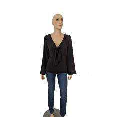 Blusa Amarração Lado Avesso Preto Tam. M-Feminino