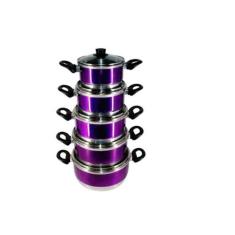 Jogo Panelas Alumínio Lilás Tampa de Vidro 5 Peças Lilás - CONTINENTAL