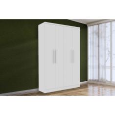 Guarda Roupa Solteiro 4 Portas e 2 Gavetas Amsterdam Branco/Neve - Tcil Móveis