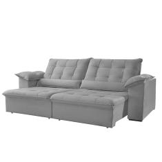 Sofá Londres 4 Lugares Retrátil e Reclinável 2.50m Veludo Mundial Estofados