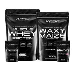 Kit Whey Protein Muscle Whey 900g + Creatina 100g + BCAA 100g + Waxy M