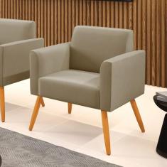 Poltrona Pés Palito Castanho Marisa Suede Marrom Rato - DRossi