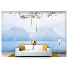 Papel De Parede Mar Lago Balanço Nuvens 3D Npr221 - Você Decora