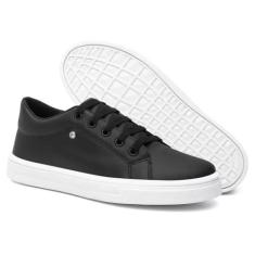 Tênis casual feminino branco e preto dia das maes - MKSHOES, Preto, 36
