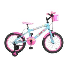 Bicicleta Infantil Aro 16 Kls Princess Roda Alumínio, Azul piscina, Pi