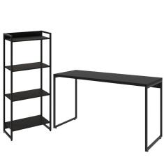 Kit Escritório Estante 4 Prateleiras Com Mesa 135Cm Onix