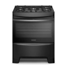 Fogão 5 Bocas Continental Preto Mesa de Vidro, Forno Eco Turbo e Tripla Chama (FC5GB) Bivolt