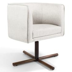 Poltrona Decorativa Giratória Betina A-48 Linho 1 Lugar Domi Móveis