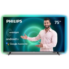 Smart TV Philips 75" Android Ambilight 4k 75PUG7906/78 Google Assistant Comando de Voz Dolby Vision Bluetooth 5.0