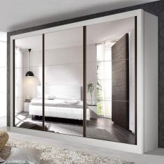 Guarda Roupa Casal com 9 Espelho 3 Portas Ravena Espresso Móveis Branco