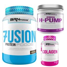 Kit Whey Protein Fusion 900G + Colagen Foods 100 Cápsulas + H-Pump 250