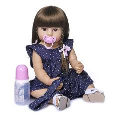 Bebe Reborn Realista Girafinha Menina de Silicone 48cm Olhos Castanhos