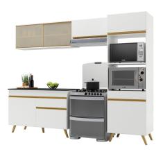 Armário De Cozinha Compacta 252cm V3692 Branco Dourado