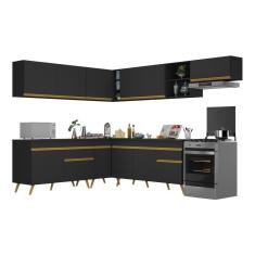 Armário De Cozinha Completa De Canto V268 Dourado