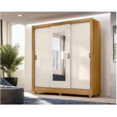 Guarda Roupa Casal 3 Portas deslizante com Espelho Bolívia Moval Freijo / Off White (981032)