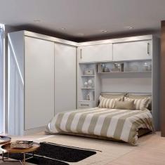 Guarda Roupa Casal com Cabeceira Queen 4 Portas de Correr 3 Gavetas Florença Espresso Móveis 