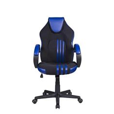 Cadeira Gamer Pelegrin PEL-3005 Tecido Preto Couro PU Azul