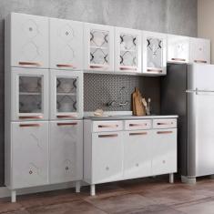 Armário de Cozinha Compacta de Aço Completa Mirage New 14 Portas 2 Gavetas Branco 815484 - Pnr Móveis