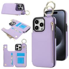 Capa carteira para iPhone 11 Pro Max, 3 compartimentos para cartão, 1 bolso com zíper, suporte de fecho magnético com suporte de anel à prova de choque com bloqueio de RFID para iPhone 11 Pro Max