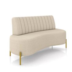 Sofá 2 Lugares Living 160cm Pé Ferro Dourado Maraú Bouclê Creme K01 - D`Rossi